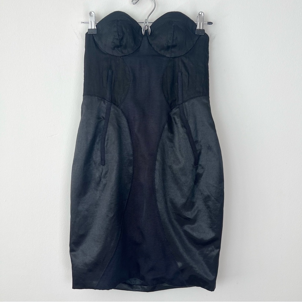 Marjan Pejoski Bustier Fitted Black Mini Dress